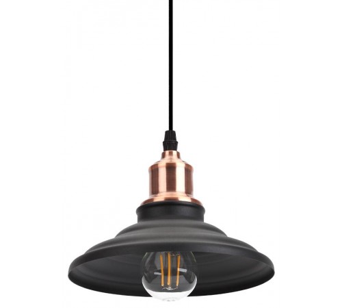 Светильник подвесной PL4 BK/RC металл, E27, max 60W, d203 мм, шагрень черный/медь  Б0037438  ЭРА