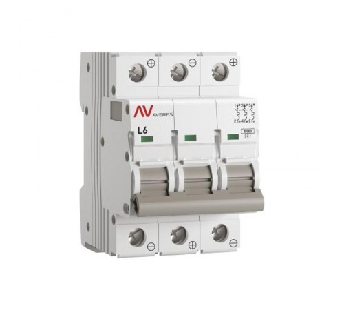 Выключатель автоматический AV-10 DC 3P 6A (L) 10kA AVERES  mcb10-DC-3-06L-av  EKF