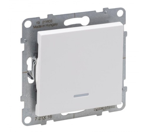 SUNO Переключатель 10АХ 250В с подсветкой. Безвинтовые зажимы. Цвет "Белый"  721116  Legrand