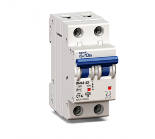 Выключатель автоматический двухполюсный OptiDin BM63-2C50-ОМ4-РЕГ  233853  КЭАЗ