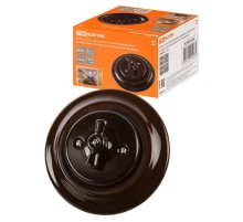 Выключатель скрытой установки фарфоровый поворотный перекрёстный с ручкой (бантик) 10А коричневый "Б  SQ1820-0418  TDM