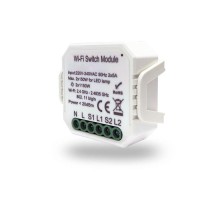 Двухканальное Wi-Fi реле-выключатель 2 x 1150Вт / 2 x 100Вт для LED RL1002-SM  RL1002-SM  DENKIRS