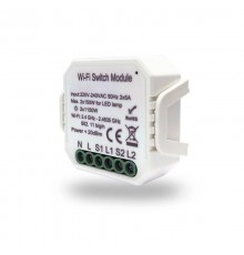 Двухканальное Wi-Fi реле-выключатель 2 x 1150Вт / 2 x 100Вт для LED RL1002-SM  RL1002-SM  DENKIRS