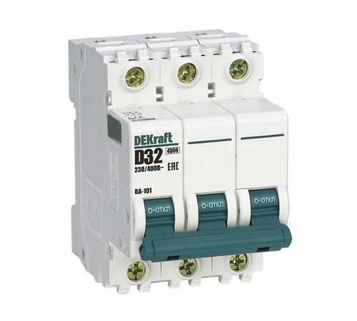 Выключатель автоматический трехполюсный ВА-101 32А D 4,5кА  11129DEK  DEKraft