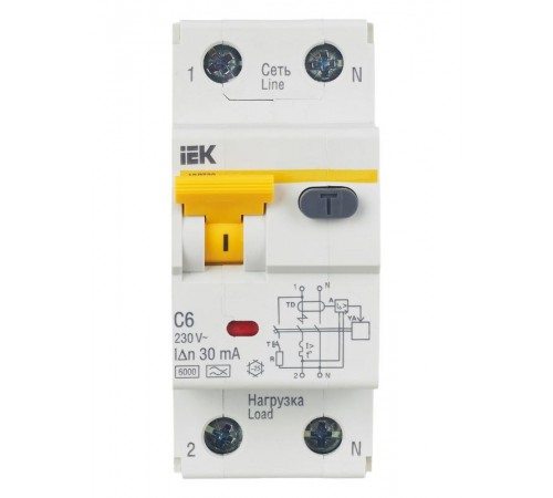 Выключатель автоматический дифференциального тока АВДТ 32 1п+N 6А C 30мА тип A  MAD22-5-006-C-30  IEK