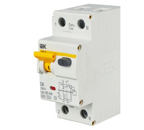 Выключатель автоматический дифференциального тока АВДТ 32 1п+N 6А C 30мА тип A  MAD22-5-006-C-30  IEK