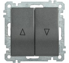 BOLERO антрацит Выключатель 2-клавишный жалюзи ВС10-1-5-Б  EVB25-K95-10  IEK