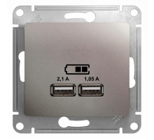 Glossa Платина USB Розетка, 5В/2100мА, 2х5В/1050мА, механизм  GSL001233  SE