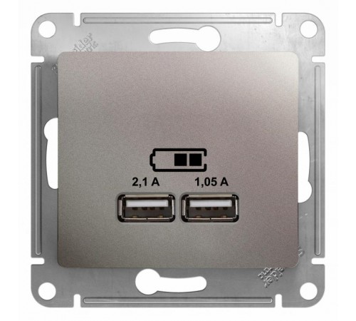 Glossa Платина USB Розетка, 5В/2100мА, 2х5В/1050мА, механизм  GSL001233  SE