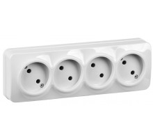 РС24-2-ХБ Розет. 4-ая без з/к о/у 10А GLORY белый  ERH40-K01-10  IEK