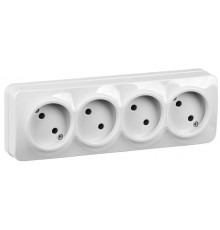 РС24-2-ХБ Розет. 4-ая без з/к о/у 10А GLORY белый  ERH40-K01-10  IEK