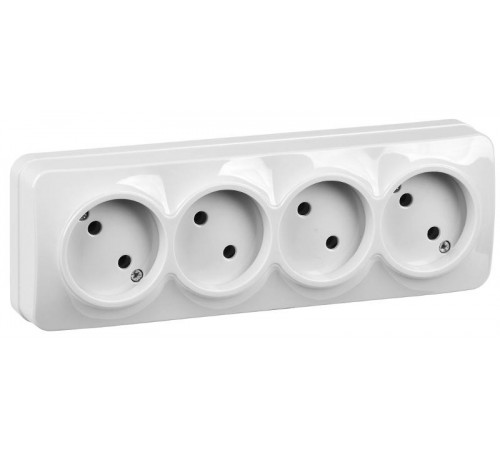 РС24-2-ХБ Розет. 4-ая без з/к о/у 10А GLORY белый  ERH40-K01-10  IEK