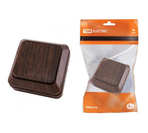 Переключатель на 2 направления 1-кл. открытой установки IP20 10А, бук "Ладога"   SQ1801-0029  TDM