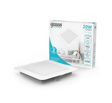 Светильник  Elementary Downlight квадрат 20W 1700lm 4000K 170-260V IP20 170*26 белый LED 1/60  998420218  Gauss