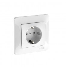 Glossa Белый Розетка с заземлением со шторками, 16А, (в сборе с рамкой), быстрозажимные клеммы  GSL000144S  SE