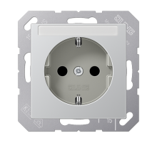 Розетка SCHUKO® 16A 250V с защитой от детей; с полем для надписи; термопласт; алюминий  A1520BFKINAAL  Jung