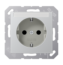 Розетка SCHUKO® 16A 250V с защитой от детей; с полем для надписи; термопласт; алюминий  A1520BFKINAAL  Jung