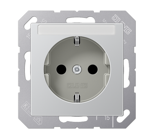 Розетка SCHUKO® 16A 250V с полем для надписи; термопласт; алюминий  A1520BFNAAL  Jung