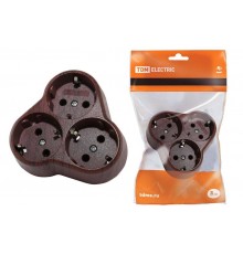 Блок на 3 гнезда 2П+З круглый 16А 250B "Эко" (бук)   SQ1806-0082  TDM