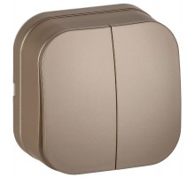 GLORY Выключатель 2-клавишный о/у 10А ВС20-2-0-ХШм шампань матовый  EVH20-K37M-10  IEK