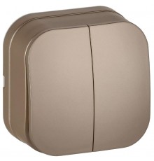 GLORY Выключатель 2-клавишный о/у 10А ВС20-2-0-ХШм шампань матовый  EVH20-K37M-10  IEK