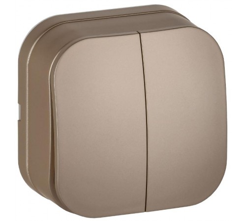 GLORY Выключатель 2-клавишный о/у 10А ВС20-2-0-ХШм шампань матовый  EVH20-K37M-10  IEK