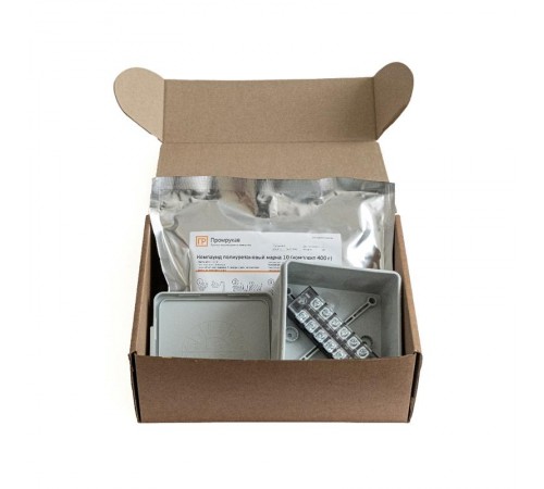 Коробка распределительная двухкомпонентная (HF) с компаундом и с 6-кл. зажимами, сечение до 2,5 мм, 100х100х50 серая IP68 PR80.0178  Промрукав