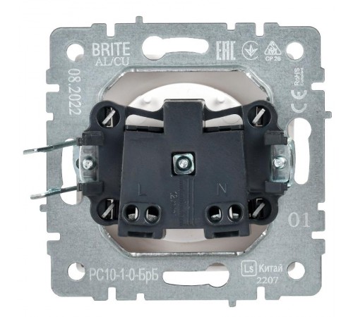 BRITE Розетка без заземления без шторок10А РС10-1-0-БрБ белый  BR-R10-10-K01  IEK