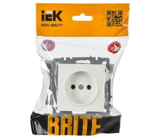 BRITE Розетка без заземления без шторок10А РС10-1-0-БрБ белый  BR-R10-10-K01  IEK