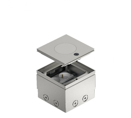 Лючок UDHOME2 с 2 розетками французские 140x140x110 мм, с тубусом IP65, нагрузка 1529 кг нерж. сталь  7368411  OBO Bettermann