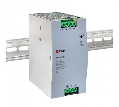 Блок питания на дин рейку 240 Вт,Uвх ~ 220 В AC, Uвых - 24 В DC постоянного тока DR-E-240W-24 EKF