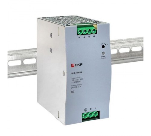 Блок питания на дин рейку 240 Вт,Uвх ~ 220 В AC, Uвых - 24 В DC постоянного тока DR-E-240W-24 EKF