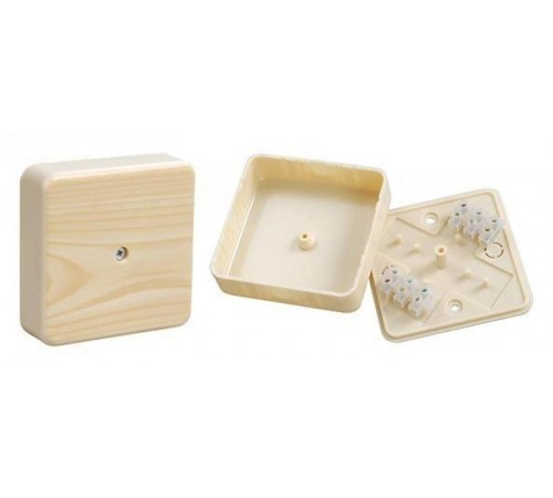 Коробка распределительная КМ41212-03 для о/п 79х79х23 мм светлое дерево (6 клемм 6мм2)  UKO10-075-075-020-K21  IEK