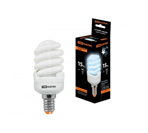Лампа энергосберегающая КЛЛ 15Вт E14 840 cпираль FSТ2 КОМПАКТ 40х98мм  SQ0323-0185  TDM