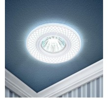 Светильник точечный встраиваемый DK LD42 WH/WH декор cо светодиодной подсветкой MR16, белый/белый  Б0037380  ЭРА