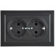 BRITE Розетка 2-ая с заземлением без шторок 16А в сборе РС12-3-БрЧ черный  BR-R21-16-K02-F  IEK
