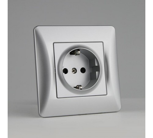 Розетка электрическая 2К+З, 16А, 220-250V (серебристый)  201031  SPL