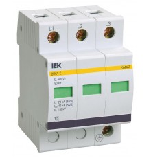 Ограничитель импульсного перенапряжения ОПС1-C 3Р In=20kA Un=400B Im=40kA  MOP20-3-C  IEK