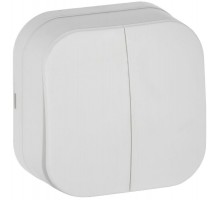 GLORY Выключатель 2-клавишный о/у 10А ВС20-2-0-ХБм белый матовый  EVH20-K01M-10  IEK