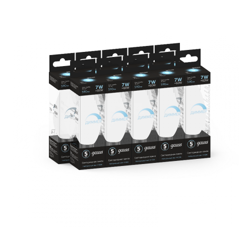 Лампа светодиодная LED 7Вт E14 220В 4100К свеча, диммируемая  103101207-D  Gauss