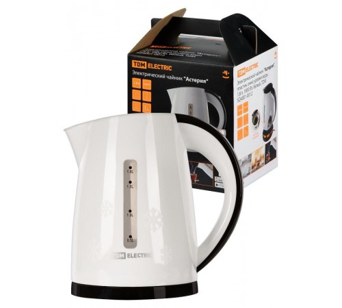 Электрический чайник "Астерия", пластик, окно уровня воды, 1,8 л, 1800 Вт, белый,  SQ4001-0012  TDM
