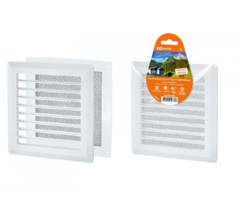 Решетка разъемная с москитной сеткой, прямые жалюзи, 203х203  SQ1807-0020  TDM