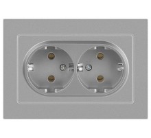 Розетка Intro Accent 6-205-03 2X2P+E Schuko, 16А-250В, IP20, СУ, AL/CU, алюминий  Б0063490  Intro
