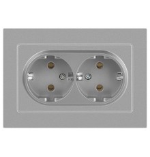 Розетка Intro Accent 6-205-03 2X2P+E Schuko, 16А-250В, IP20, СУ, AL/CU, алюминий  Б0063490  Intro