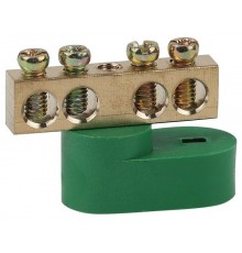 Шина PE "земля" на одном угловом изоляторе ШНИ-6х9-4-У1-Зеленый (10/250/25000) NO-222-101-1  Б0044150  ЭРА