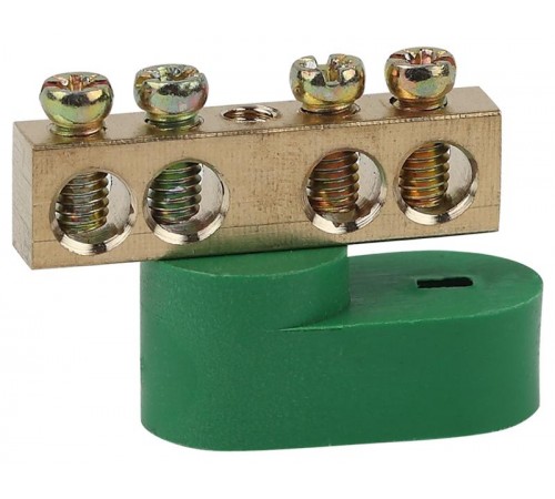 Шина PE "земля" на одном угловом изоляторе ШНИ-6х9-4-У1-Зеленый (10/250/25000) NO-222-101-1  Б0044150  ЭРА