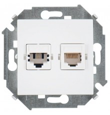 Simon 15 Белый Розетка телефонная + компьютерная RJ11+RJ45 кат.5е, Systimax  1591590-030  Simon