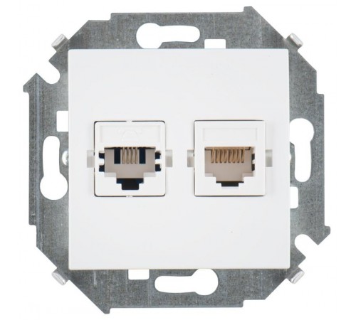Simon 15 Белый Розетка телефонная + компьютерная RJ11+RJ45 кат.5е, Systimax  1591590-030  Simon