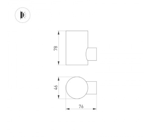Светильник KT-RAY-WALL-R46-3W Day4000 (GR, 24 deg, 24V) (Arlight, IP65 Металл, 3 года)  034101  Arlight