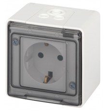 Розетка ЭРА Эксперт 11-2501-01 2P+E IP55, 16A-250В, ОУ, Белый  Б0063294  ЭРА